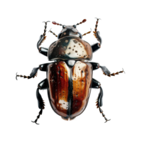 Beetle flat lay view on transparent background, created with generative AI png