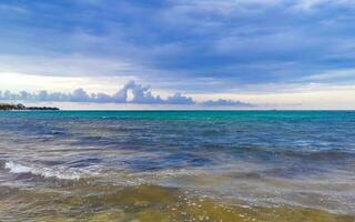 Tropical mexican beach clear turquoise water Playa del Carmen Mexico. photo