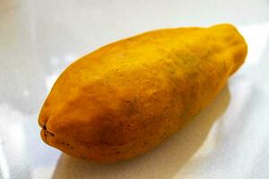 Super delicious papaya fruit on white background in Cape Town. photo