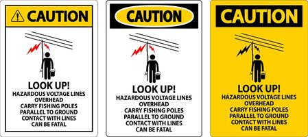 Caution Sign Look Up Hazardous Voltage Lines Overhead vector