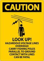 Caution Sign Look Up Hazardous Voltage Lines Overhead vector