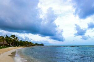 Tropical mexican beach clear turquoise water Playa del Carmen Mexico. photo