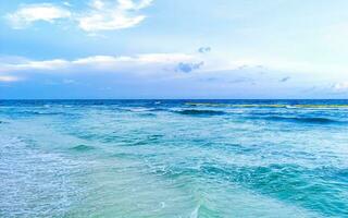 Tropical mexican beach clear turquoise water Playa del Carmen Mexico. photo