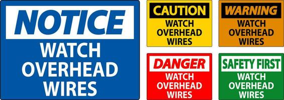 Caution Sign Watch Overhead Wires vector