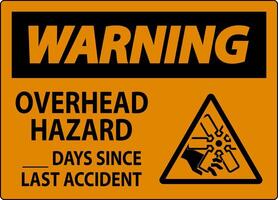 Warning Sign Overhead Hazard Days Since Last Accident vector