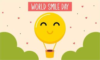 World smile day lettering with cute flower face vector illustration