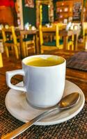 Cup of americano black coffee in restaurant cafe in Mexico. photo