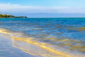 Tropical mexican beach clear turquoise water Playa del Carmen Mexico. photo