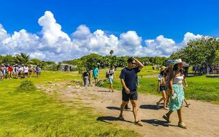 Tulum Quintana Roo Mexico 2023 Ancient Tulum ruins Mayan site temple pyramids artifacts landscape Mexico. photo