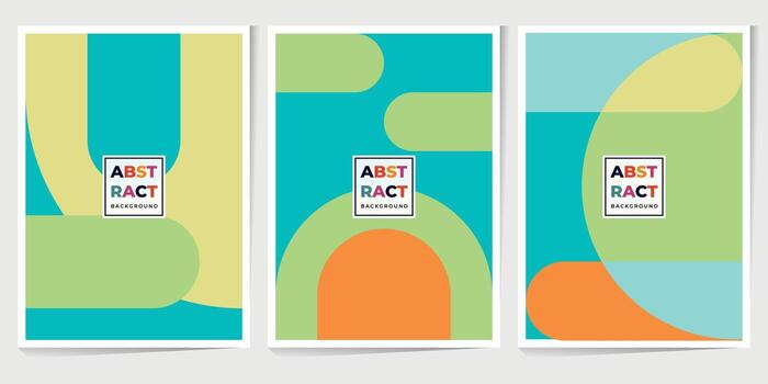 Abstract geometric pattern background, vector minimal geometry poster with circle, triangle and square lines art design. Colored pattern background, posters set