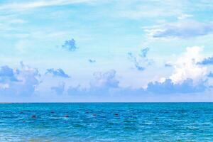 Tropical mexican beach clear turquoise water Playa del Carmen Mexico. photo