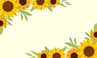 Watercolor sunflower border background vector