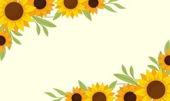 Watercolor sunflower border background vector