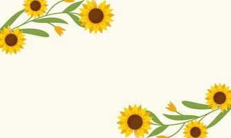 Watercolor sunflower border background vector