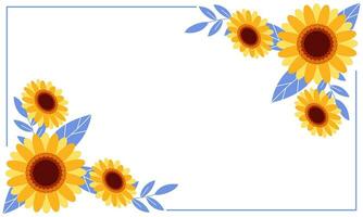 Watercolor sunflower border background vector