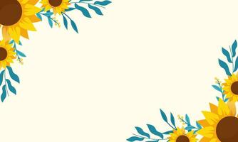 Watercolor sunflower border background vector