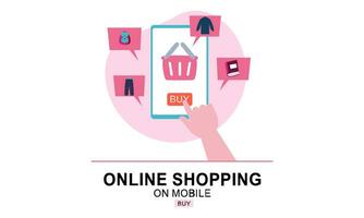 Shopping online on website in mobile application. Digital online marketing concept vector