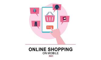 compras en línea en sitio web en móvil solicitud. digital en línea márketing concepto vector