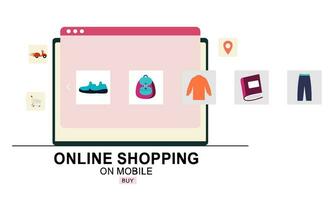 Shopping online on website in mobile application. Digital online marketing concept vector