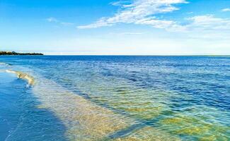 Tropical mexican beach clear turquoise water Playa del Carmen Mexico. photo