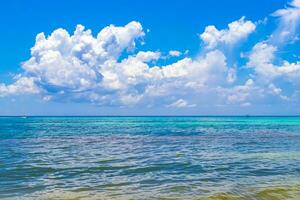 Tropical mexican beach clear turquoise water Playa del Carmen Mexico. photo