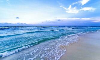 Tropical mexican beach clear turquoise water Playa del Carmen Mexico. photo