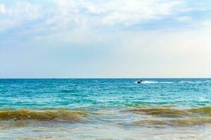 Beautiful paradise tropical beach waves palms Mirissa Beach Sri Lanka. photo