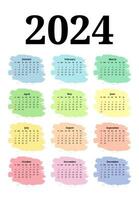 Calendar for 2024 isolated on a white background vector