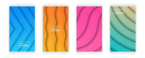 Abstract minimal gradient geometric background.  Set of four wave layer shape for banner, templates, cards. Vector illustration.