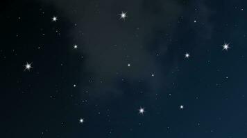 Night sky with clouds and many stars. Abstract nature background with stardust in deep universe. Vector illustration.