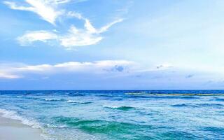 Tropical mexican beach clear turquoise water Playa del Carmen Mexico. photo