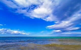 Tropical mexican beach clear turquoise water Playa del Carmen Mexico. photo