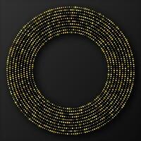 Abstract gold glowing halftone dotted background. Gold glitter pattern in circle form. Circle halftone dots. Vector illustration