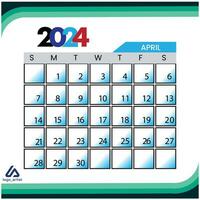 2024 calender for month april vector