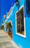 Puerto Escondido Oaxaca Mexico 2023 Typical beautiful colorful tourist street sidewalk city Puerto Escondido Mexico. photo