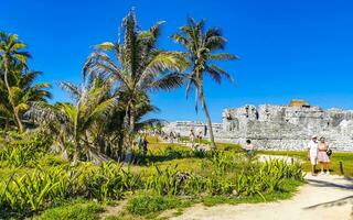 Tulum Quintana Roo Mexico 2023 Ancient Tulum ruins Mayan site temple pyramids artifacts landscape Mexico. photo