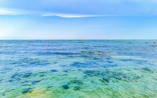 Tropical mexican beach clear turquoise water Playa del Carmen Mexico. photo