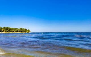 Tropical mexican beach clear turquoise water Playa del Carmen Mexico. photo