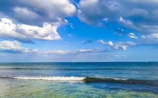 Tropical mexican beach clear turquoise water Playa del Carmen Mexico. photo