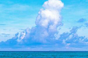 Tropical mexican beach clear turquoise water Playa del Carmen Mexico. photo