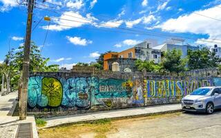 Playa del Carmen Quintana Roo Mexico 2021 Artistic walls with paintings and graffiti Playa del Carmen Mexico. photo