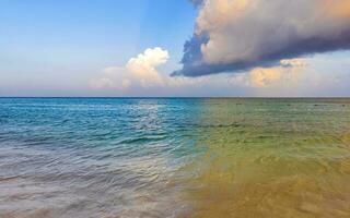 Tropical mexican beach clear turquoise water Playa del Carmen Mexico. photo