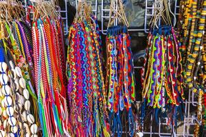 Colorful fabric bracelets on Mexican market Playa del Carmen Mexico. photo