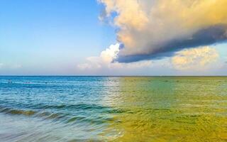 Tropical mexican beach clear turquoise water Playa del Carmen Mexico. photo