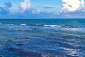 Tropical mexican beach clear turquoise water Playa del Carmen Mexico. photo