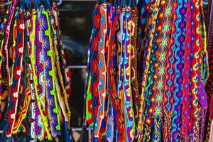 Colorful fabric bracelets on Mexican market Playa del Carmen Mexico. photo