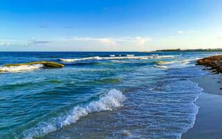 Tropical mexican beach clear turquoise water Playa del Carmen Mexico. photo