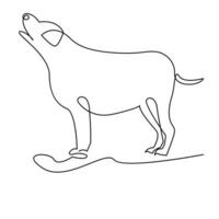 Continuous one line dog pet outline vector art drawing