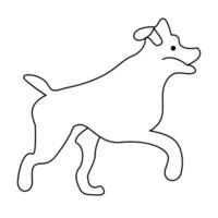 Continuous one line dog pet outline vector art drawing