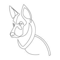 Continuous one line dog pet outline vector art drawing